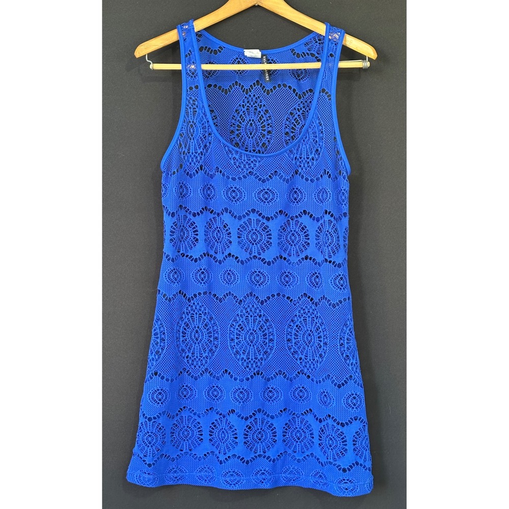 Ralph Lauren Swim Cover Up Dress Open Knit Womens M Blue Excellent